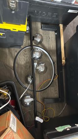 Modern Black Linear Chandelier with Globe Bulbs