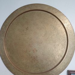 Large Brass Wall Tray. Flower design. 25" x 25"