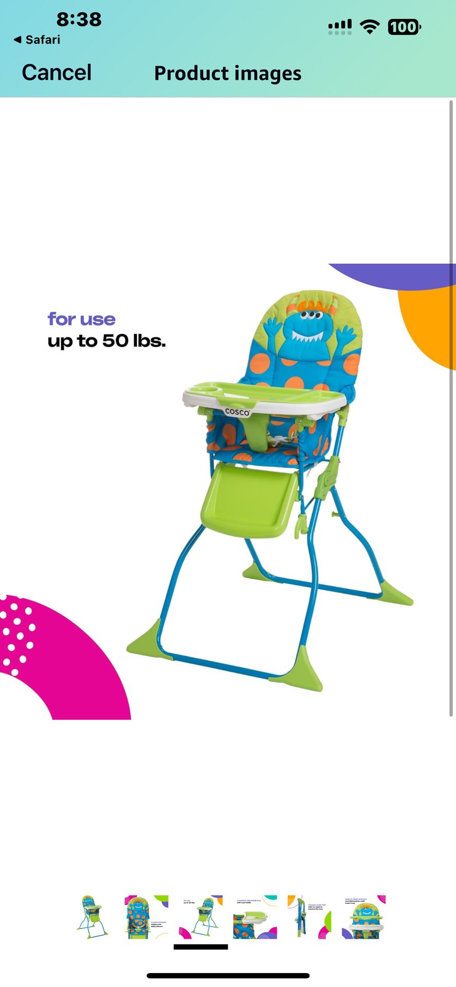 Baby high chair Folding: Cosco Monster Syd.