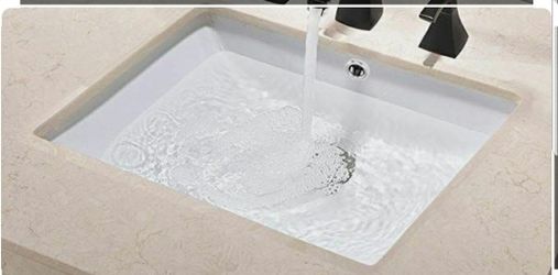 VAPSINT Bathroom Sink, Rectangular Porcelain White Ceramic Under Counter