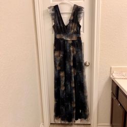 Baltic Born Maxi Dress Midnight V-Neck Flutter Sleeves Banded Waist Leg Slit