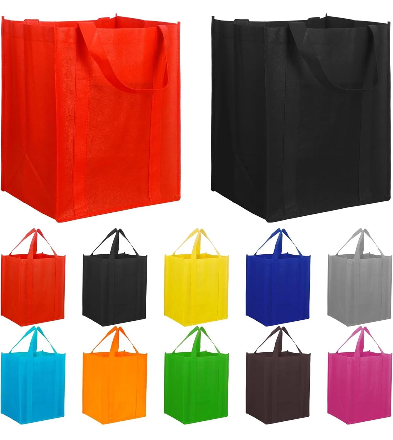 10 Pack Reusable Reinforced Handle Grocery Bags,Heavy Duty Reusable Shopping Bags for Groceries,Large Gift Bags with Handles,Plastic tote bags bulk,Th