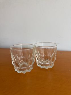 Set of 2 Crystal Cut Rocks Glasses