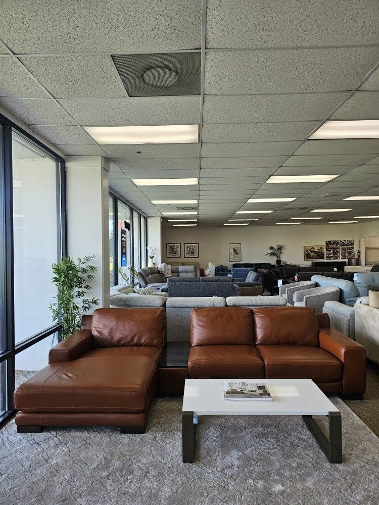 2-pc Leather Sectional with chaise - Darrium