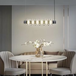 Brand New LED Linear Pendant Light, Modern Black Kitchen Island Lighting, 12W Hanging Light Fixture for Kitchen Island,Dining Room Pendant Light,Cryst
