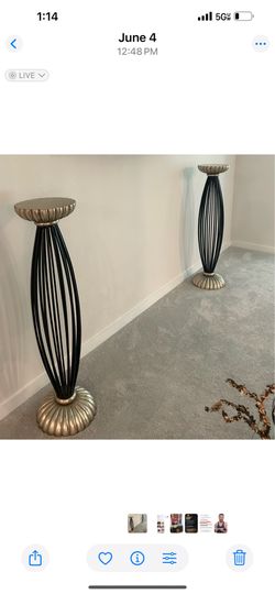 2 open cage spindle pedestals (champagne gold and black)