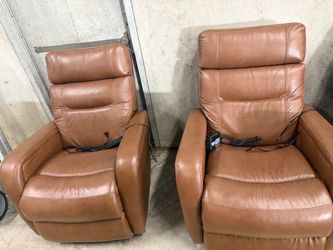 Pair of Tan Leather Power Recliner Chairs