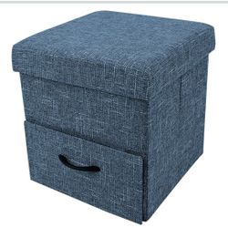 Blue Storage Ottoman