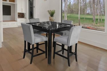 Gray Pub Table + 4 Chair Set