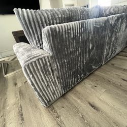 Three-Piece L Shaped Max Fur Sectional Sofa GRAY (WILLING TO DELIVER)