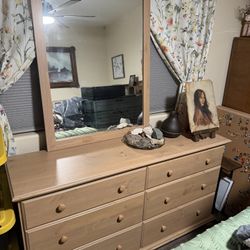 Beige Dresser With Mirror 