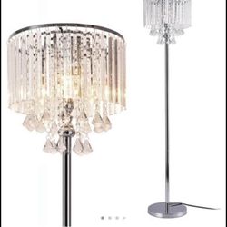 Modern Elegance Crystal Floor Lamp, On/Off Foot Switch