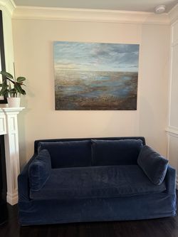 Restoration Hardware RH Blue Velvet Loveseat / Sofa – Excellent Condition $1,200 OBO