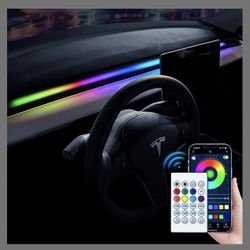 2025-2021 Tesla Model 3/Y Interior Neon Lights For Dashboard, RGBIC Color Changing LED Strip Lights With App & Remote Control,Tesla Model 3/Y Accessor