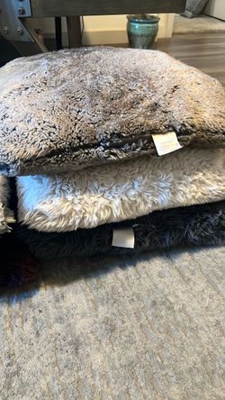Used Faux Fur Throw pillows Set of 5
