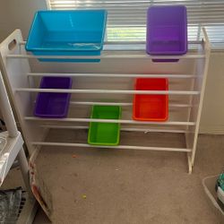 Kids White Wooden Rack W Bins Available Til Nov 26 Only
