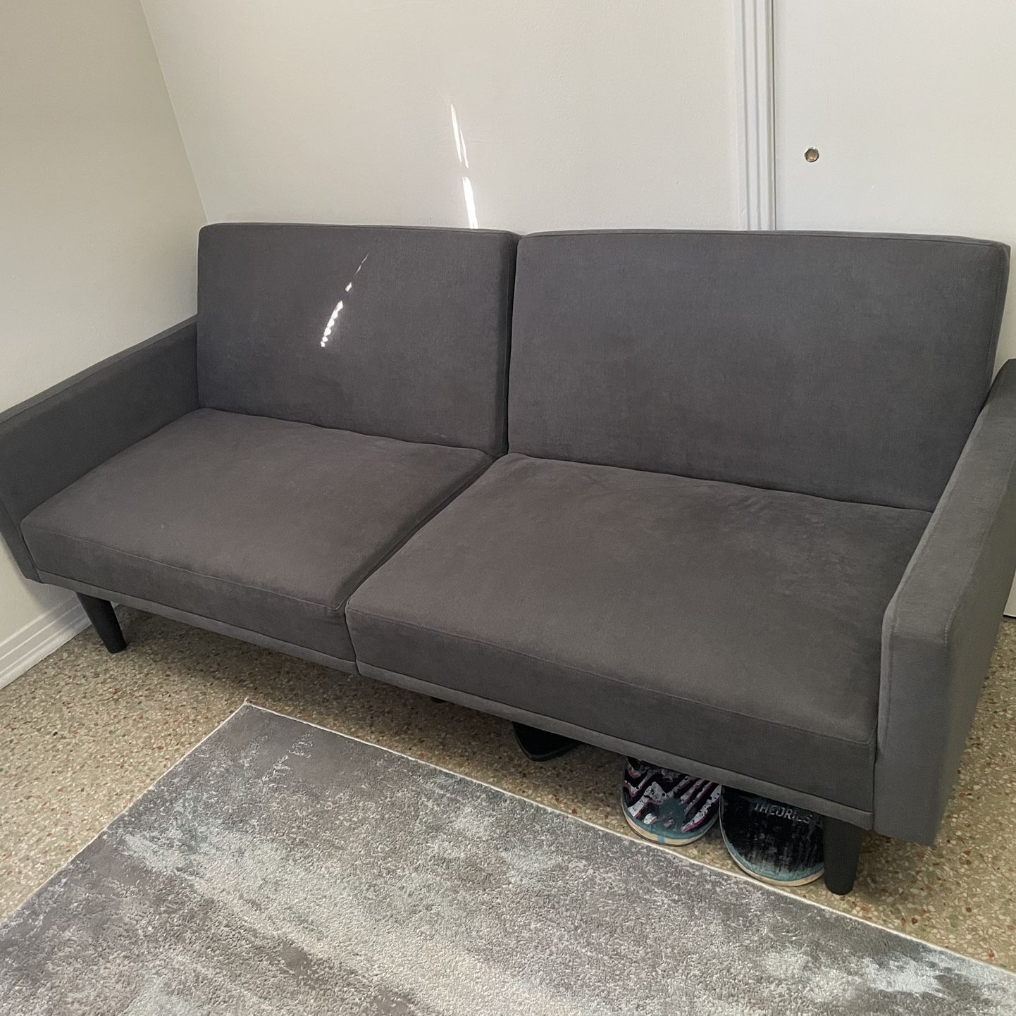 Futon Sofa with Arms (Charcoal Gray)