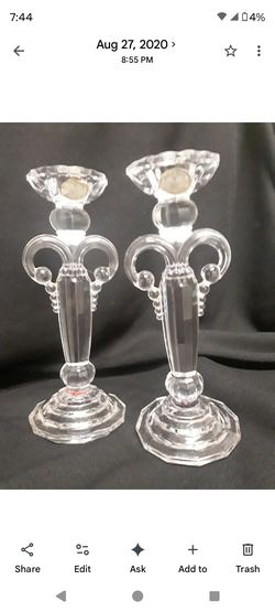 Beautiful Vintage Crystal Candle Holders Set