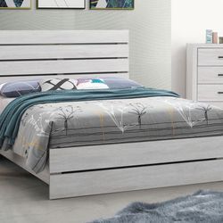 Queen Panel Bed Coastal White- Shop Now Pay Later 🔥FREE DELIVERY🔥