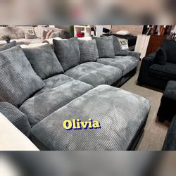 Comfortable New Dark Gray corduroy 4 Pc modular design sofa set for livingroom