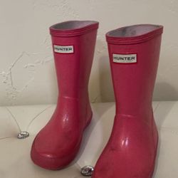 Kids Pink Hunter Rain Boots Sz 10