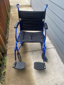 Blue Transport Wheelchair W/Footrests