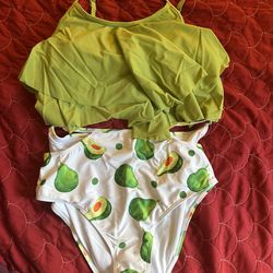 Women 2 Piece High Waisted Push Up Padded Bikini Set Swimsuit Green