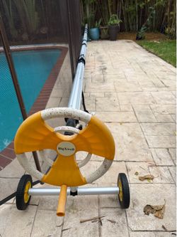 Pool cover reel for solar pool cover. 22 feet long