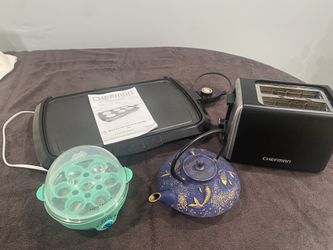 NEW Chefman Electric Griddle + Toaster, Egg Cooker & Teapot