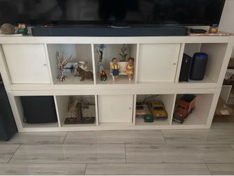 White Entertainment Center with Sliding Doors