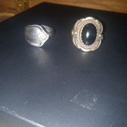 Vintage Sterling Silver Rings  Black Onyx