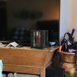 Glass/Metal Candle Holders  (Pair)