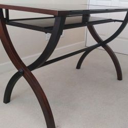 Computer Office Desk By Bayside Furnishings Glass Top, Wood, Metal $75