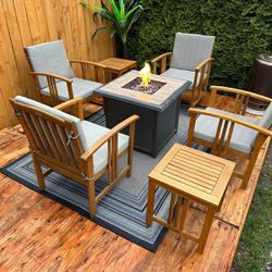 Teak Wood Outdoor Furniture With Fire Pit 