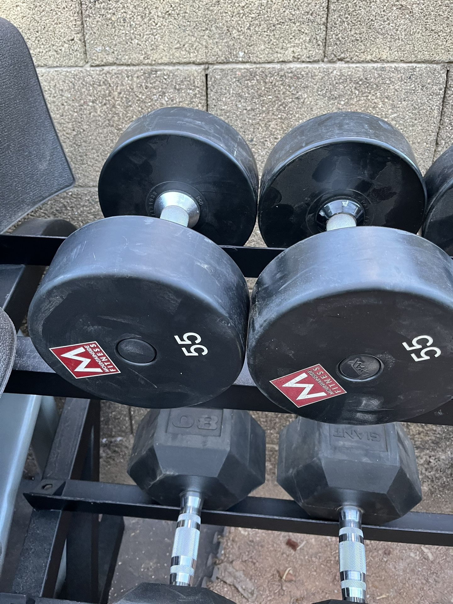 Umax 55lb Hex Rubber Dumbbells Set Weights