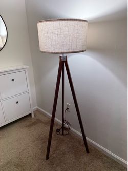 Moving Sale! Mid-Century Wood Tripod Floor Lamp