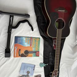Yamaha FS830 Acoustic Guitar Set - Includes: Guitar, Pics, Case, Stand, and more