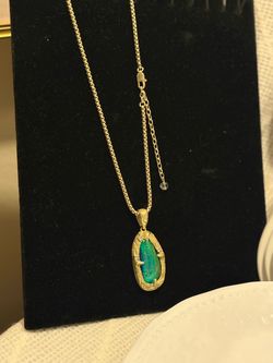 Gold Opal Pendant Necklace with Box Chain