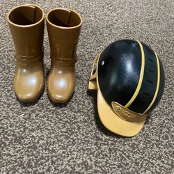 American Girl Doll Cowboy Riding Boots And Helmet  For 18” Doll 