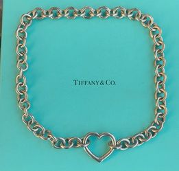 Tiffany & Co Silver Open Heart Clasp Choker 16"