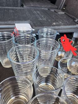 Clear Ribbed Glass Tumblers Set
