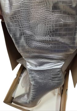 Faux Croc Heeled Boots 