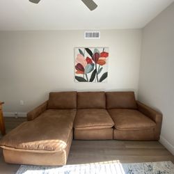 Caramel Faux Leather Sofa With Optional Chaise