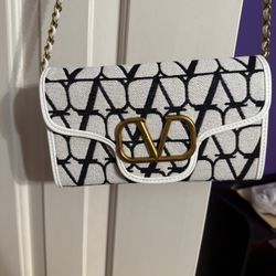 Valentino Garavani VLogo Loco Flap Shoulder Bag Embellished Leather, Small