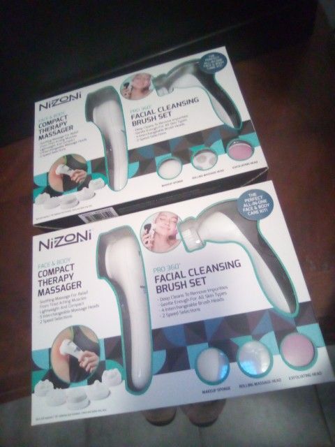 $40.00  "OBO" New, Factory Sealed - NIZONI FACE & BODY COMPACT THERAPY MASSAGER + PRO 360 FACIAL CLEANSING BRUSH SET 