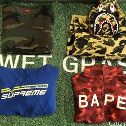 Supreme And Bape hoodies