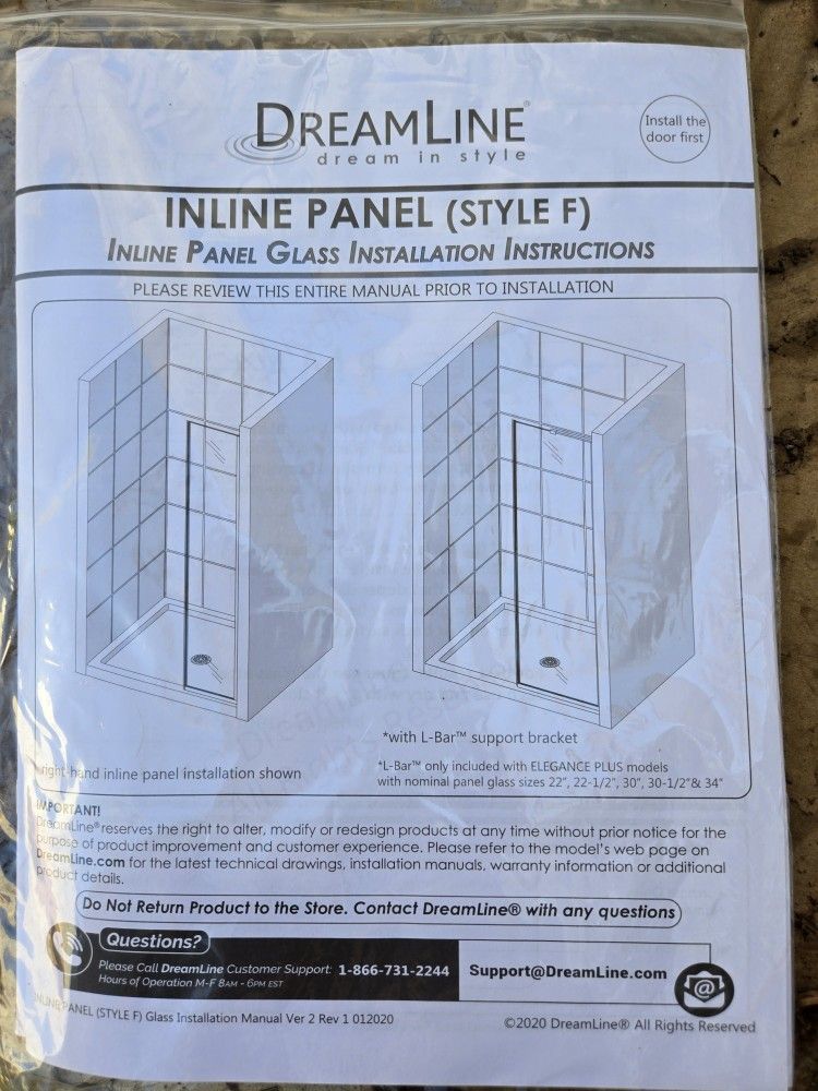 Glass Shower Enclosure Front Door Assembly w/black matte hardware