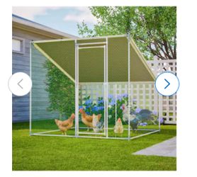 LOVMOR Metal PE Rattan and Iron and Waterproof Fabric 84-in L x 78.7-in W x 72.7-in H Chicken Coop Run for Chickens and Ducks