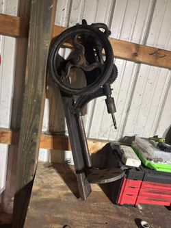 Old hand crank drill press