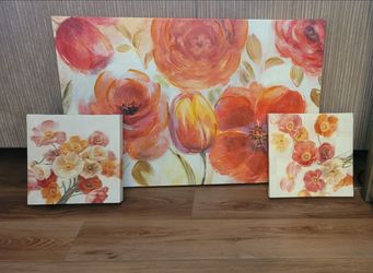 Floral Canvas Wall Art Set of 3